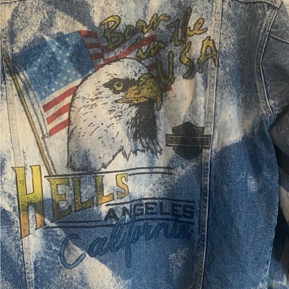 THE LAUNDRY ROOM BORN IN THE USA / HELLS ANGELS / HARLEY DAVIDSON DENIM JACKET - Picture 7 of 15
